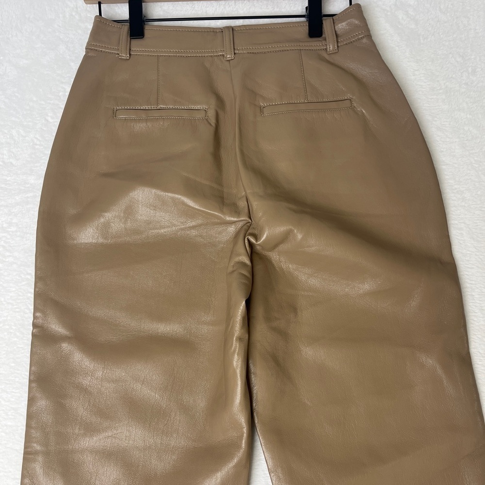 Babaton Aritzia Camel Faux Leather Command Cropped Slacks Sz 6 Chic Office Work - Picture 12 of 15